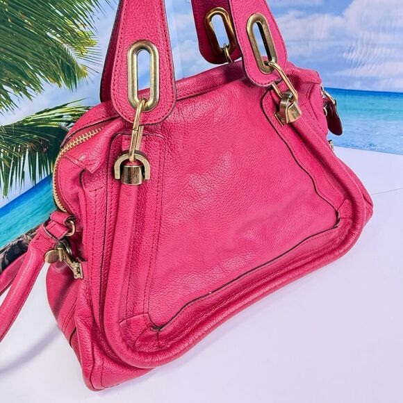 Chloé Paraty Satchel Raspberry Pink Leather Bag Gold Hardware - Picture 7 of 16